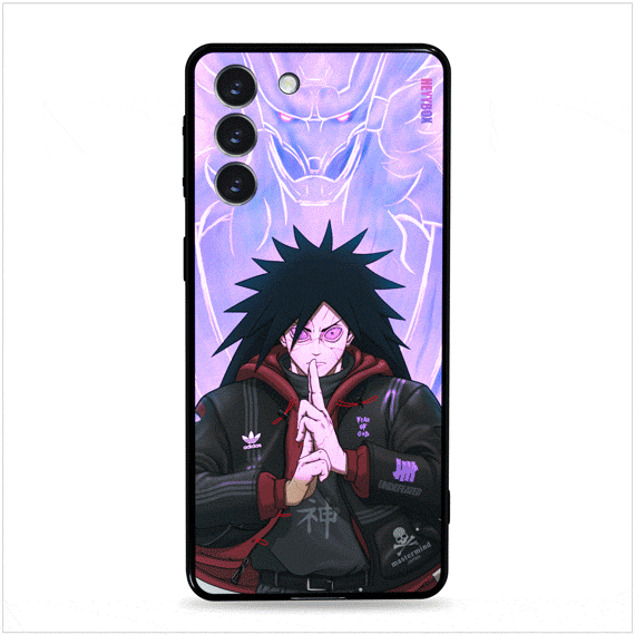 Madara Uchiha led Samsung case with a black frame can light up with sounds or vibrations. Less power consumption.