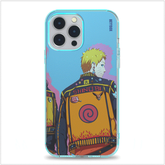 Naruto iPhone case with transparent border can light up with sounds or vibrations. The case will come with a free magnet data cable. Less power consumption. A sensor to control the light to turn on and off.