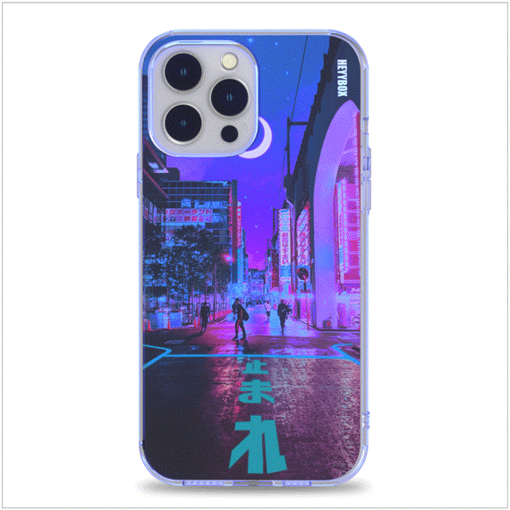 Tokyo Lights Street Scene iPhone case with transparent border can light up with sounds or vibrations. The case will come with a free magnet data cable. Less power consumption. A sensor to control the light to turn on and off.