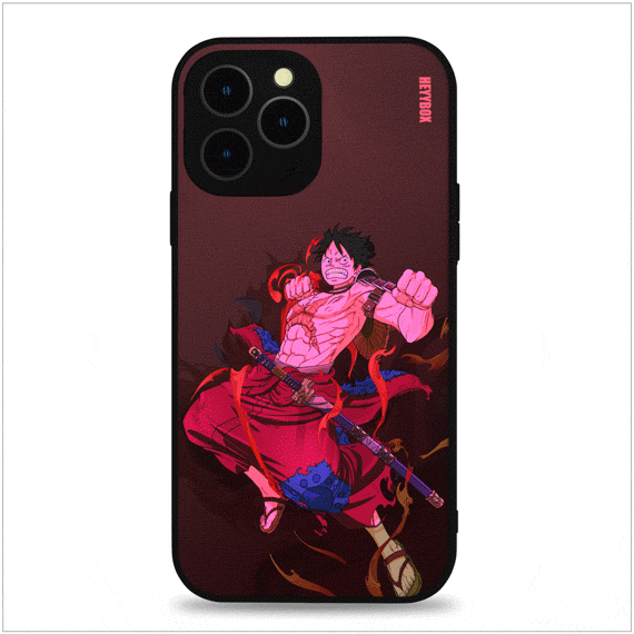 Luffy led iPhone case with black frame can light up with sounds and vibration. No free magnet data cable and only consume less than 1% power of the phone.