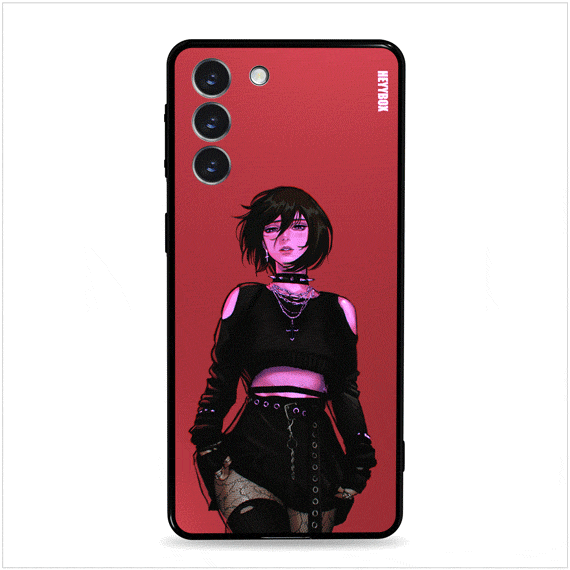 Goth Mikasa (Attack on Titan) led Samsung case with black frame design can light up with sound or vibrations with power consumption less than 1%.
