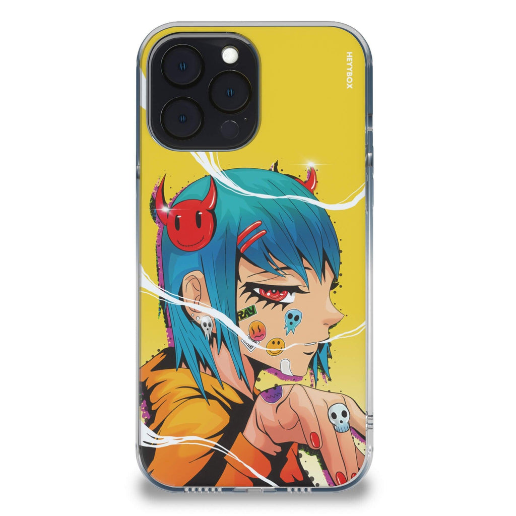 Blue Cool Girl RGB Case for iPhone - HeyyBox - Artist - AqueleNata - RGB Phone Cases