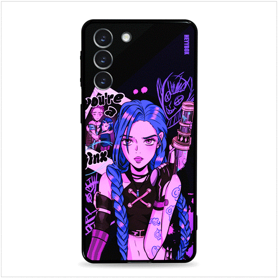 Jinx Samsung case with black frame can light up with sounds and vibration. No free magnet data cable and only consume less than 1% power of the phone.