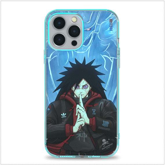 Madara Uchiha Led iPhone case with transparent border can light up with sounds or vibrations. The case will come with a free magnet data cable. Less power consumption. A sensor to control the light to turn on and off.